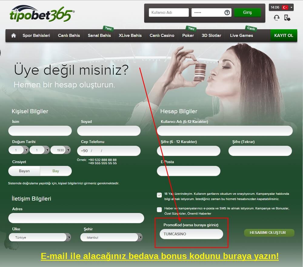Tipobet365 bedava bonus